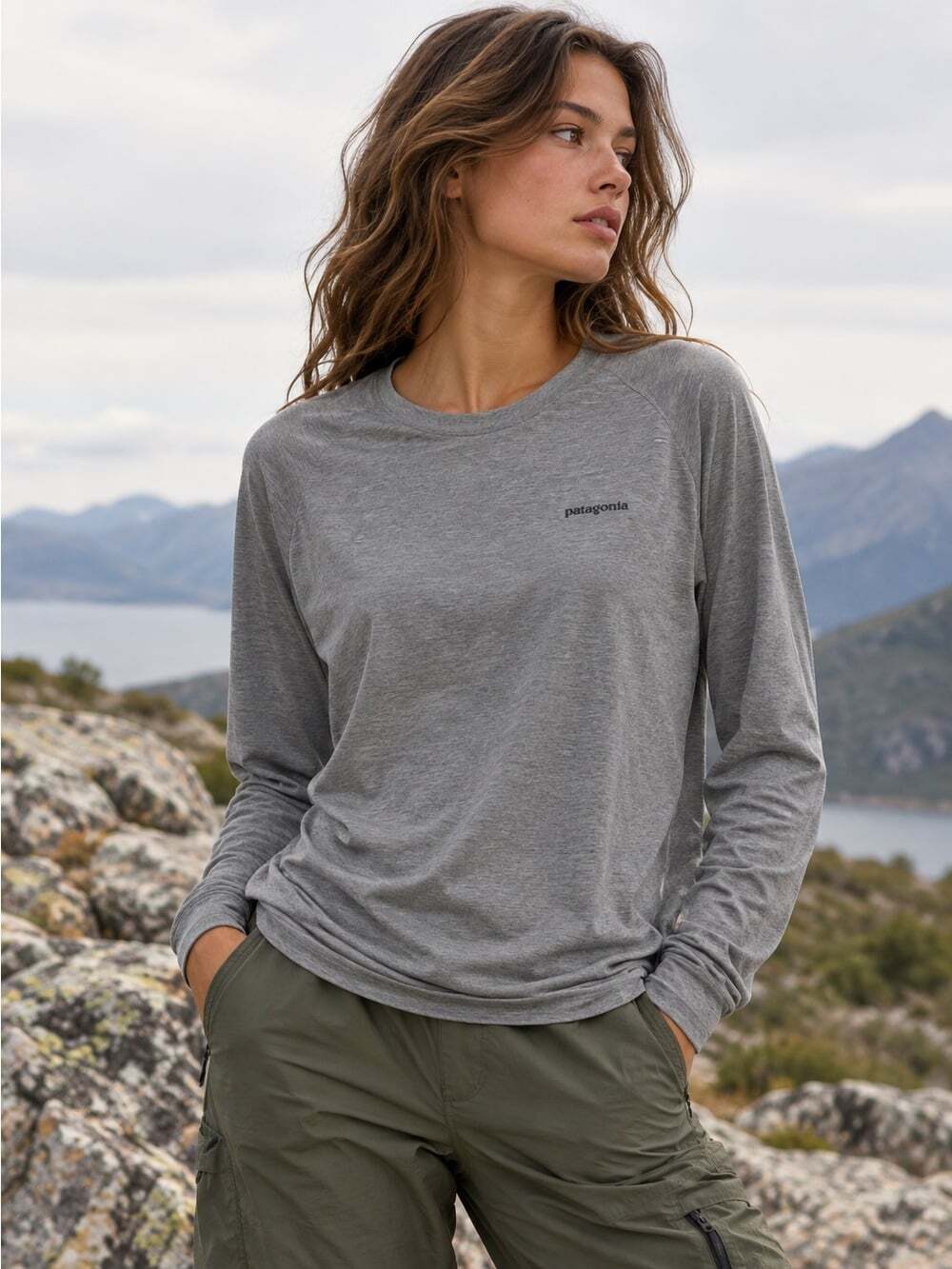 Patagonia Responsibili-Tee Gray Long Sleeve Shirt Large Outdoor Gorpcore Casual